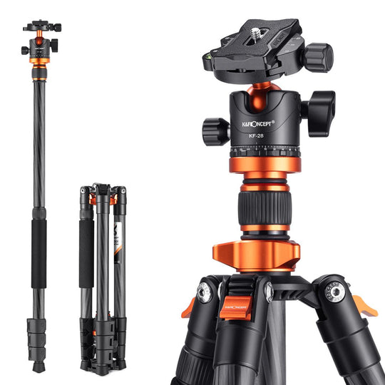 K&F Concept Portable Carbon Fiber Tripods 254C1+BH28L