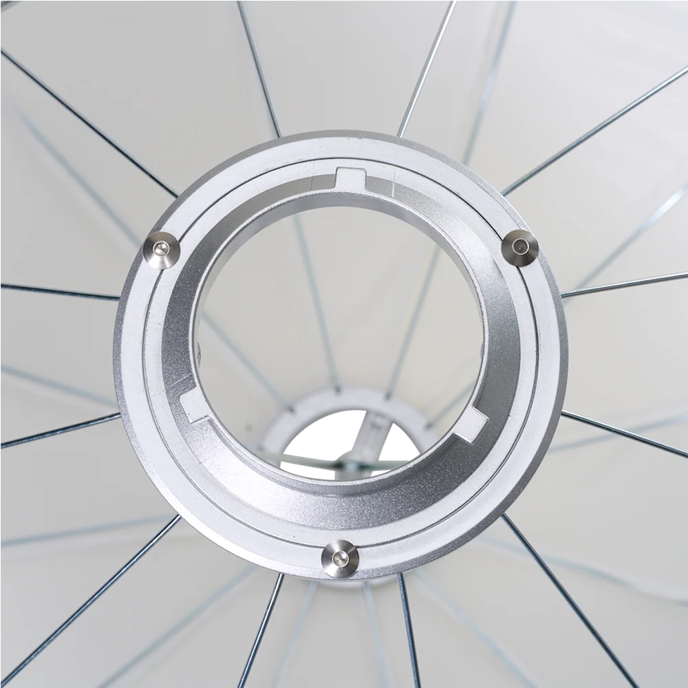 Close-up of a softbox with metallic finish