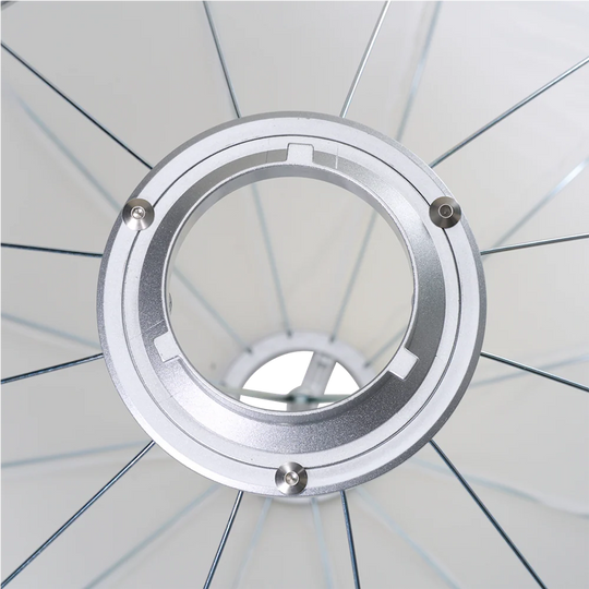 Close-up of a softbox with metallic finish