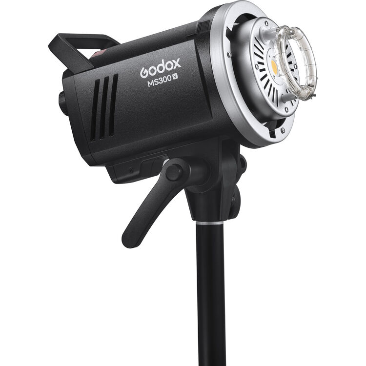 Left side view of Godox MS300-V Studio Flash Monolight on a white background
