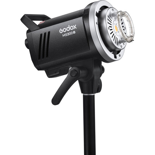 Left side view of Godox MS300-V Studio Flash Monolight on a white background