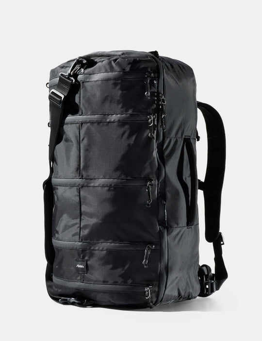 Black backpack on a white background