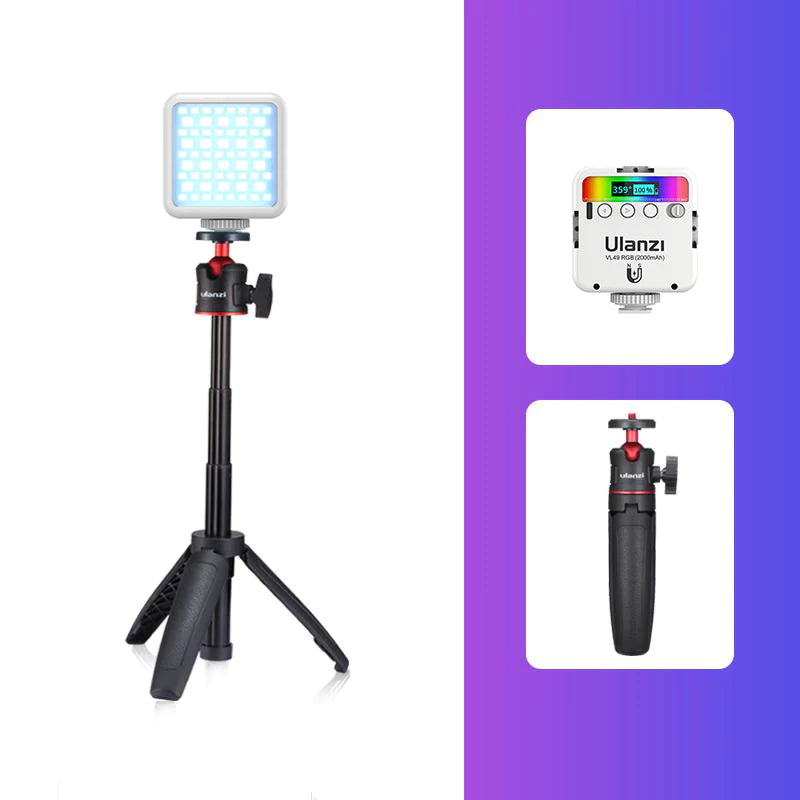 ULANZI VL49 RGB Video Lights LED Camera Light Full Color Portable Photography Lighting 2000mAh Rechargeable 2500-9000K