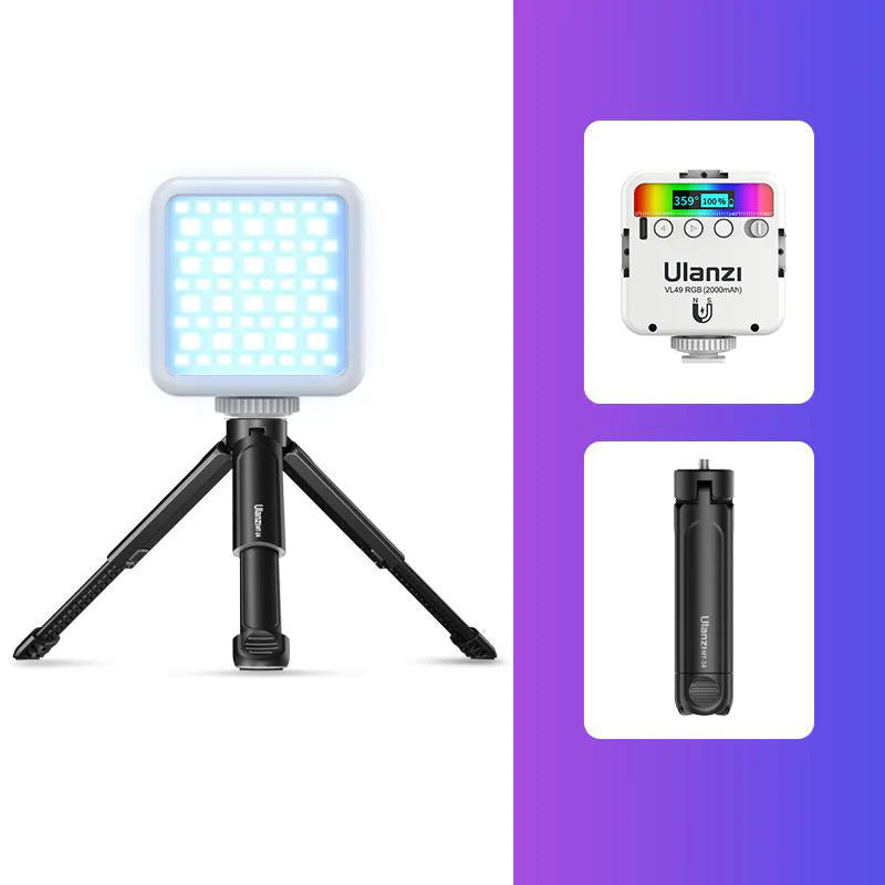 ULANZI VL49 RGB 视频灯 LED 摄像灯全彩便携式摄影照明 2000mAh 可充电 2500-9000K