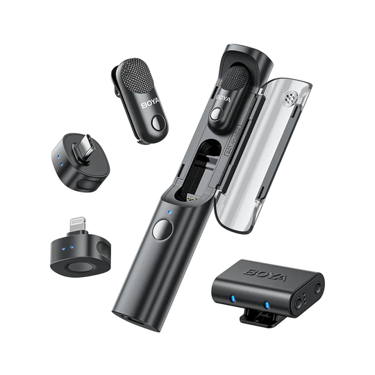 BOYA Magic wireless microphone system on a white background