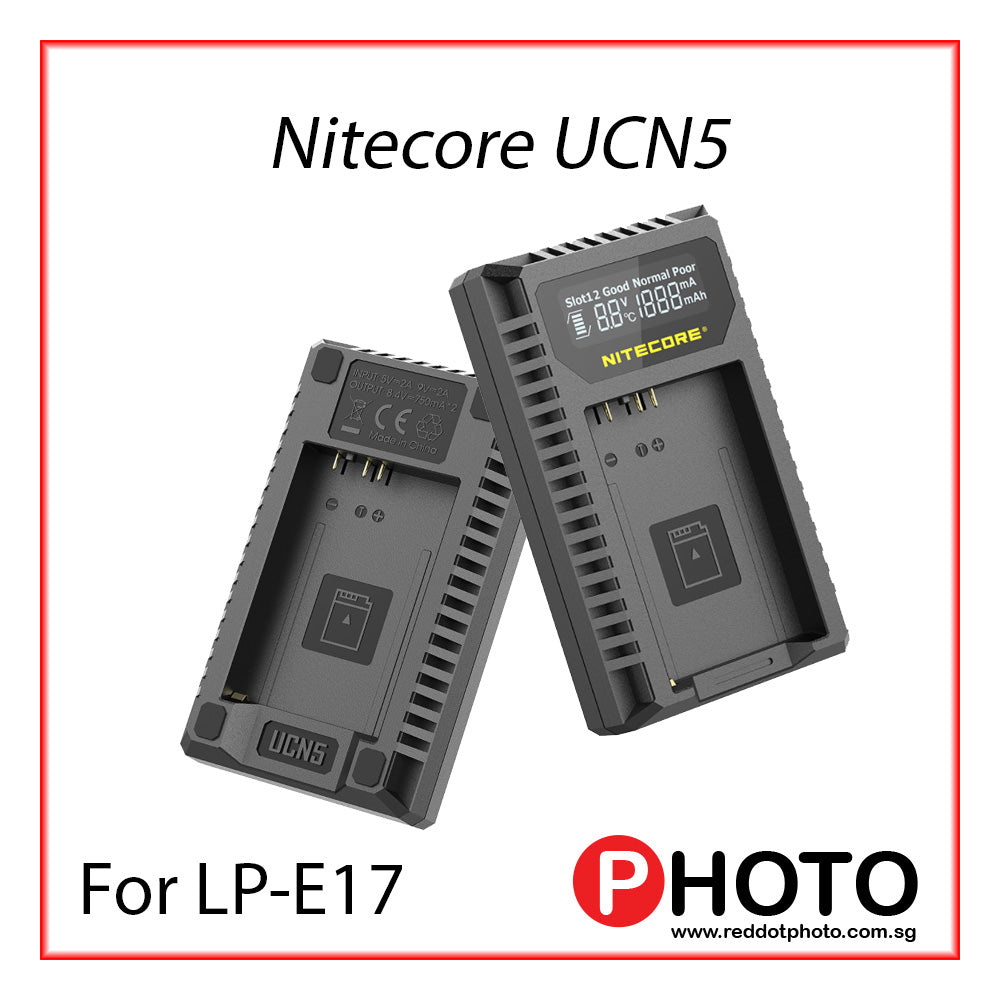 Nitecore UCN5 Dual-Slot USB-C QC Charger for Canon LP-E17 Battery