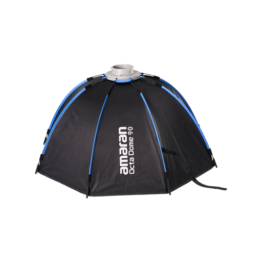Black photography studio dome with blue accents on a white background, featuring the Amanan brand.