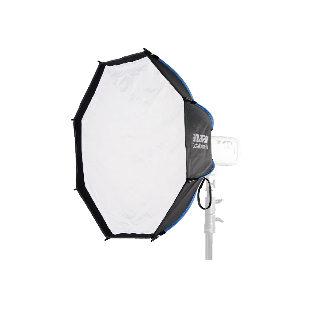 Photography softbox with black and blue border on a white background