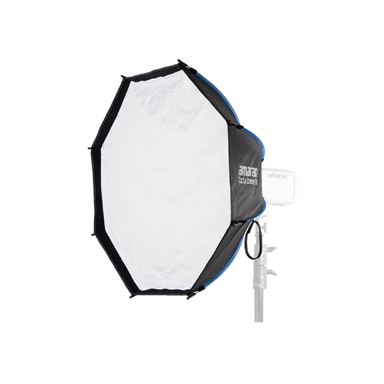 Photography softbox with black and blue border on a white background