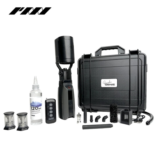 PMI Smoke Genie professional kit with various tools and a case on a white background