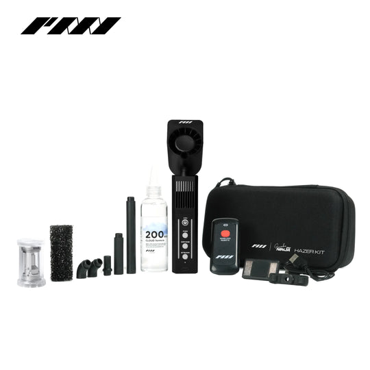 PMI SmokeNINJA PRO - Handheld Fog Machine with accessories on a white background