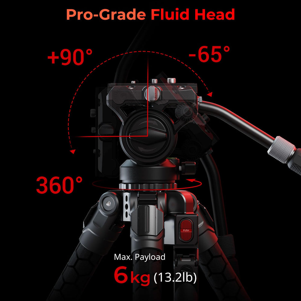 Pro-Grade Fluid Head of SmallRig x Potato Jet TRIBEX SE Hydraulic Tripod