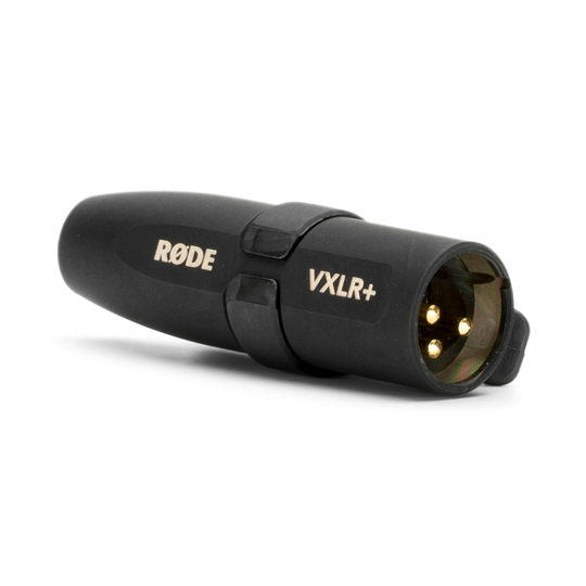 使用 VXLR+ 3.5mm 母头 TRS 转 XLR 公头 VXLR Plus，带 +48V