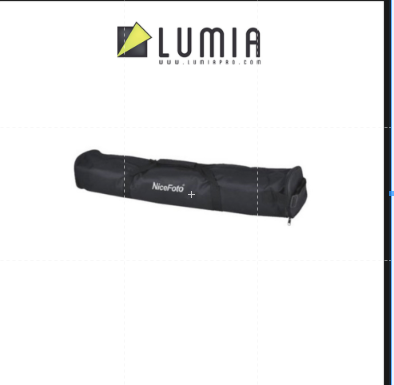 A black nylon carrying case for a folded bicycle, shown horizontally on a white background with the LUMIA brand logo at the top.