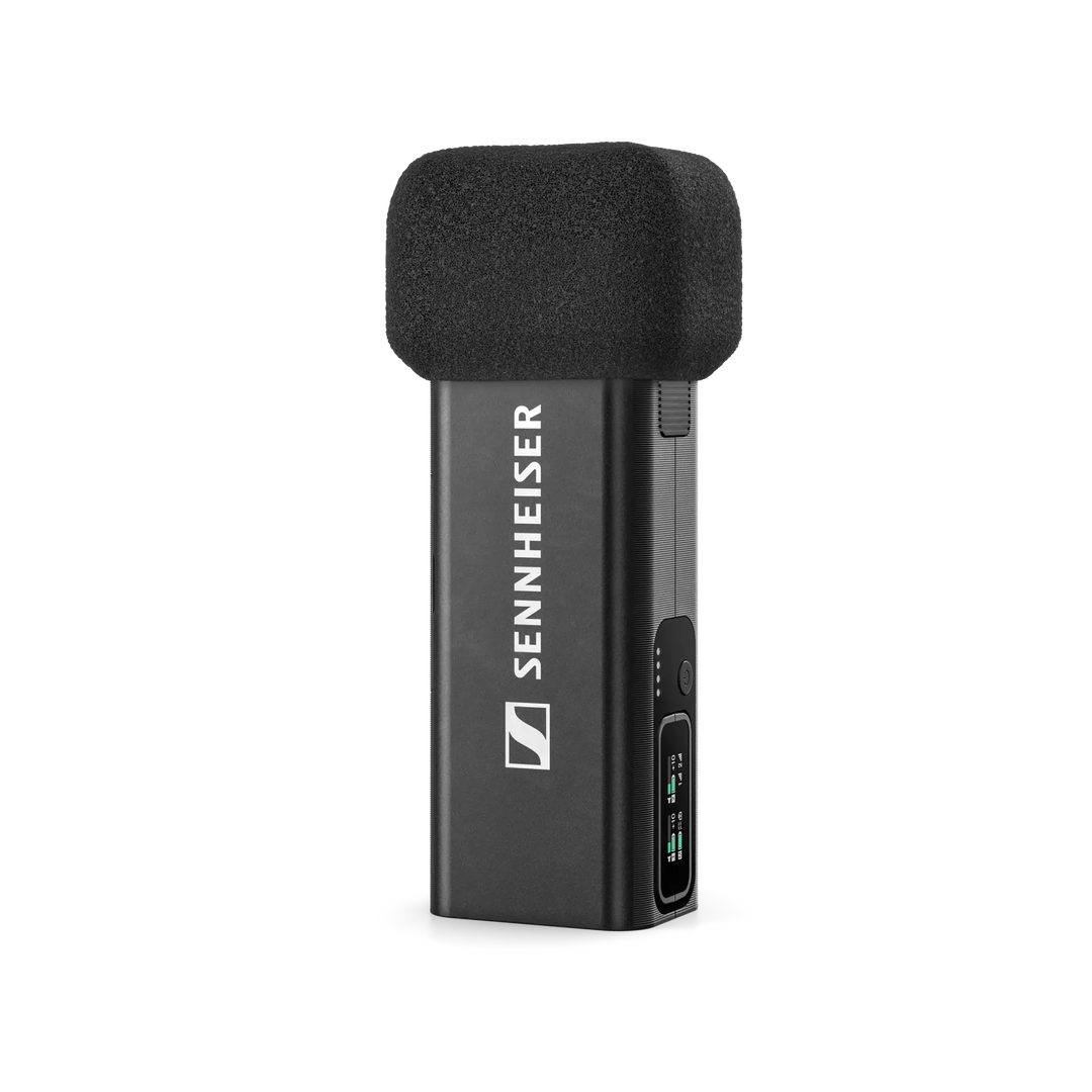 Sennheiser microphone on a white background