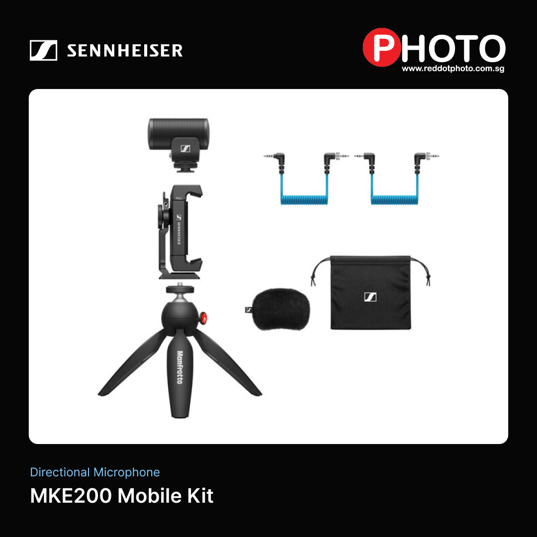 Sennheiser MKE 200 MKE200 移动套件超紧凑型摄像机安装定向麦克风，带智能手机录音套件