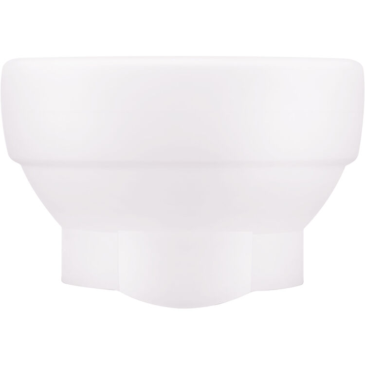 A white plastic or acrylic bowl-shaped container or cup with a flared rim, shown against a plain white background.