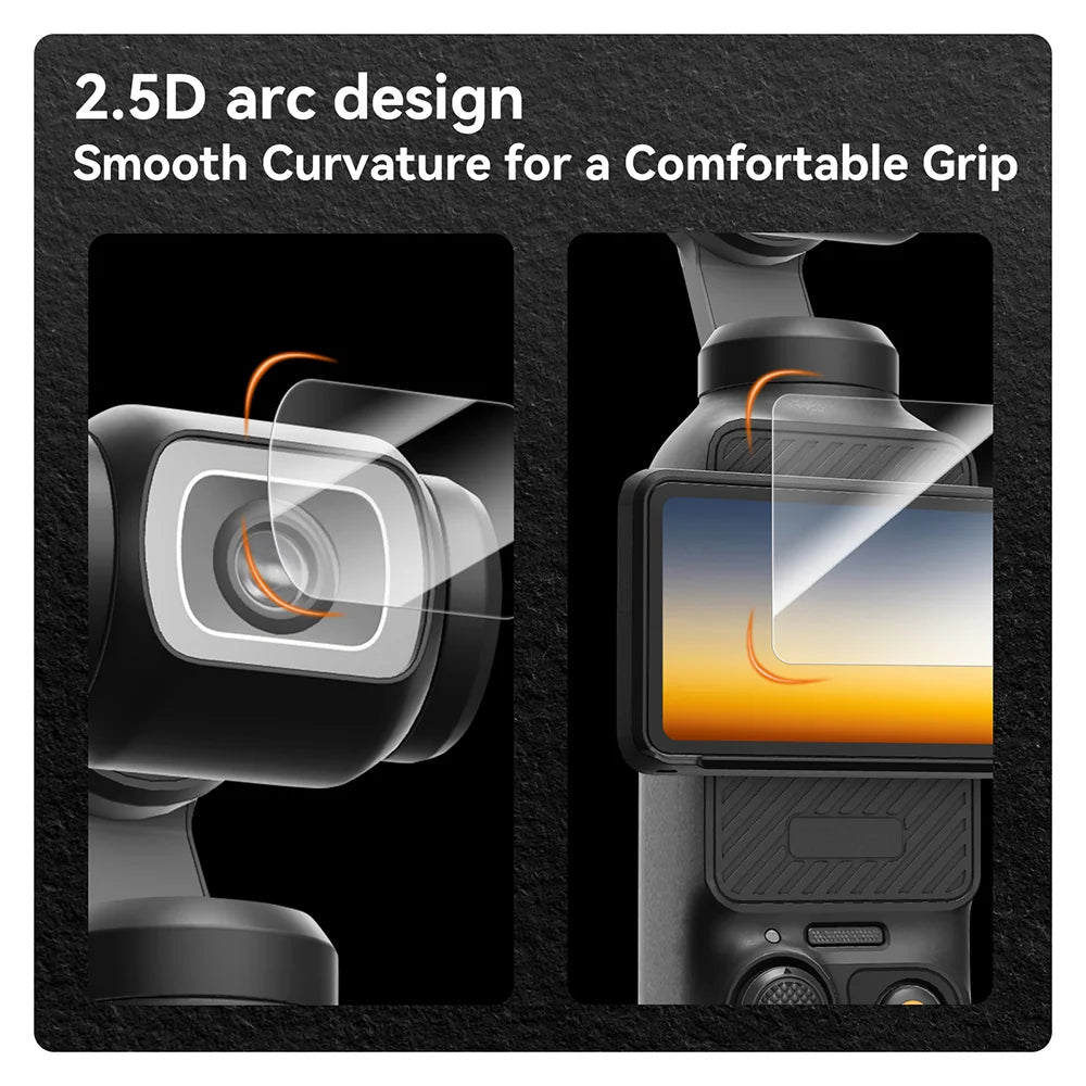 Phone case with 2.5D arc design for comfortable grip on a black background