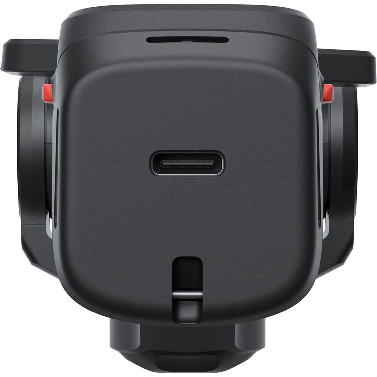 Top view of Insta360 Luna Ultra with USB-C port on a white background