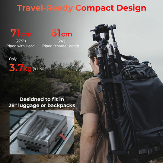 Travel-Ready Compact Design of SmallRig x Potato Jet TRIBEX SE Hydraulic Tripod