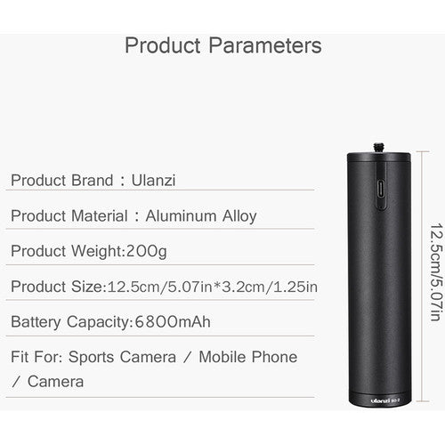 Ulanzi BG-2 6800mAh USB Power Bank Handgrip Handle Camera Gimbal Phone Rig Grip Accessory