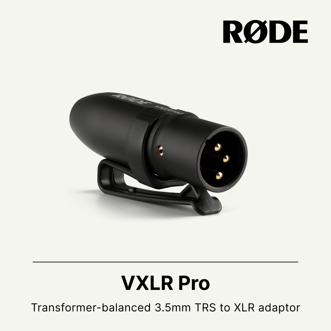 Rode VXLR Pro Transformer-Balanced 3.5mm TRS Female to XLR Male Adapter with Phantom-Power Converter