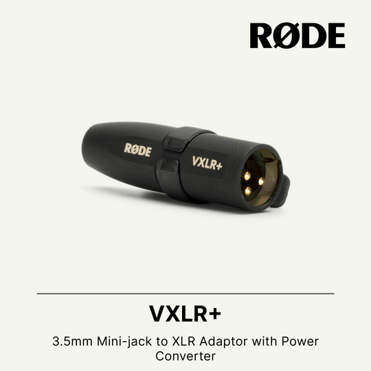 使用 VXLR+ 3.5mm 母头 TRS 转 XLR 公头 VXLR Plus，带 +48V