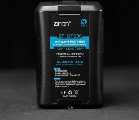 ZiFon V mount V-mount Battery 14.8V 230W Li ion Batteries (Suitable for Aputure)
