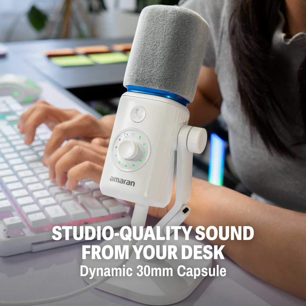 Studio-quality sound from a wireless USB-C desktop microphone