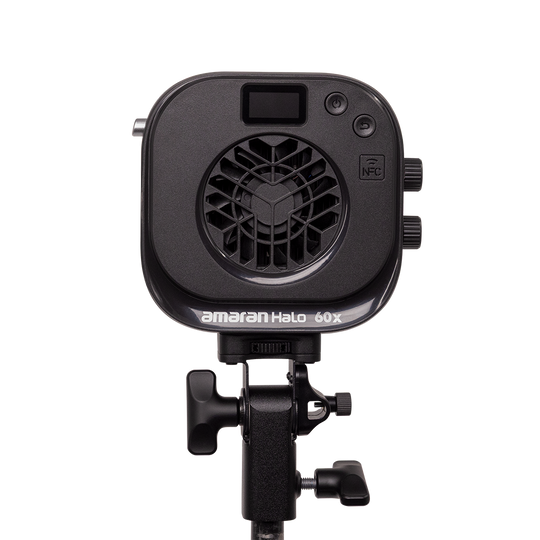 Black light modifier with 'amaran Halo 60x' branding on a white background