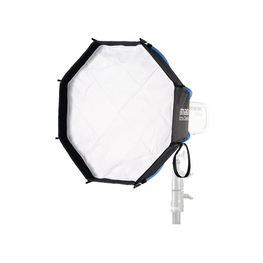 Photography softbox with a light source on a white background