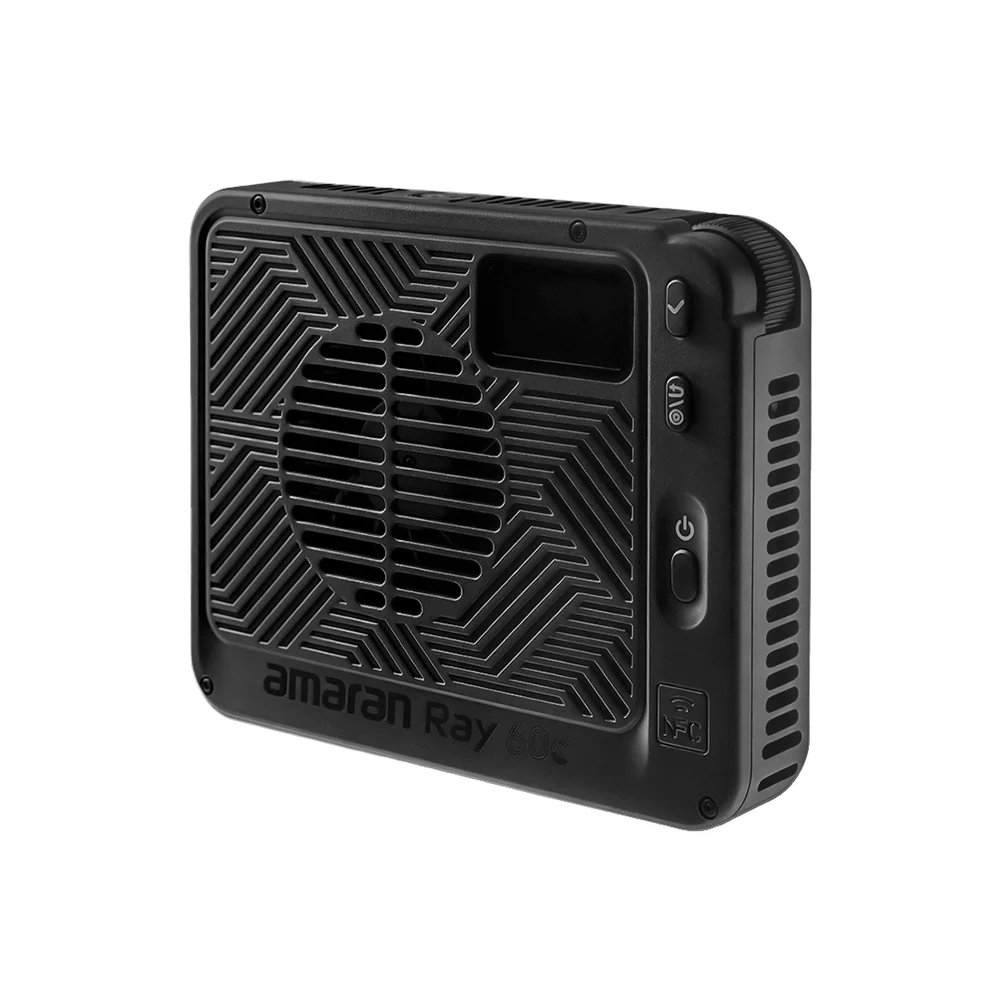 Black rectangular device with 'amaran Ray' branding on a white background