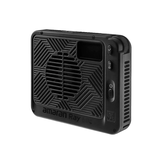 Black rectangular device with 'amaran Ray' branding on a white background