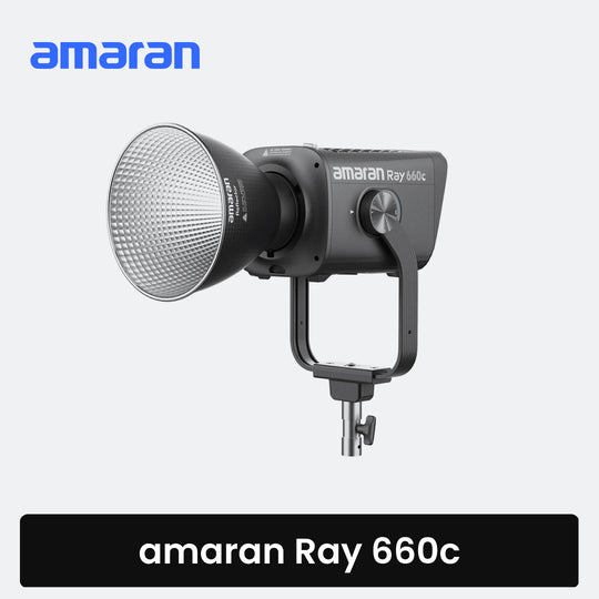 Amaran Ray 660c studio light on a white background with 'amaran' branding.