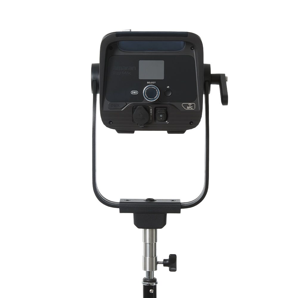 Amaran Ray 660c studio light with stand on a white background