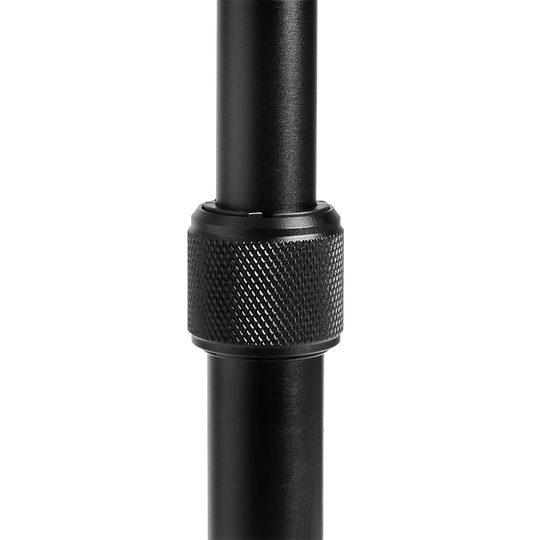 Black metal rod with textured knurled grip on a white background
