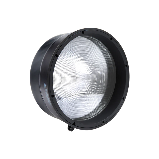 Black Amaran Fresnel light fixture on a white background