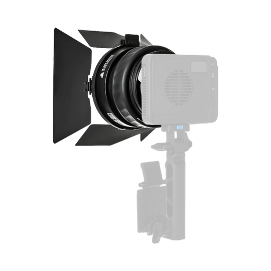 amaran_Mini_Fresnel with barn door on a white background