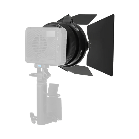 amaran_Mini_Fresnel with barn door on a white background