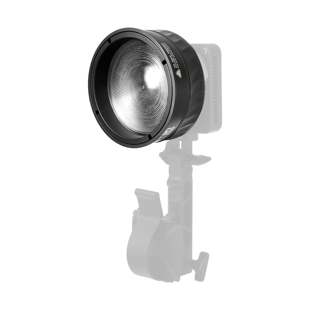 Amaran Mini Fresnel light on a white background with 'amaran' branding.