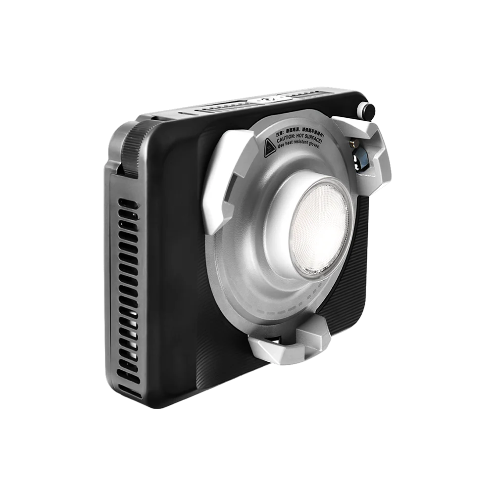 Black and silver light modifier on a white background