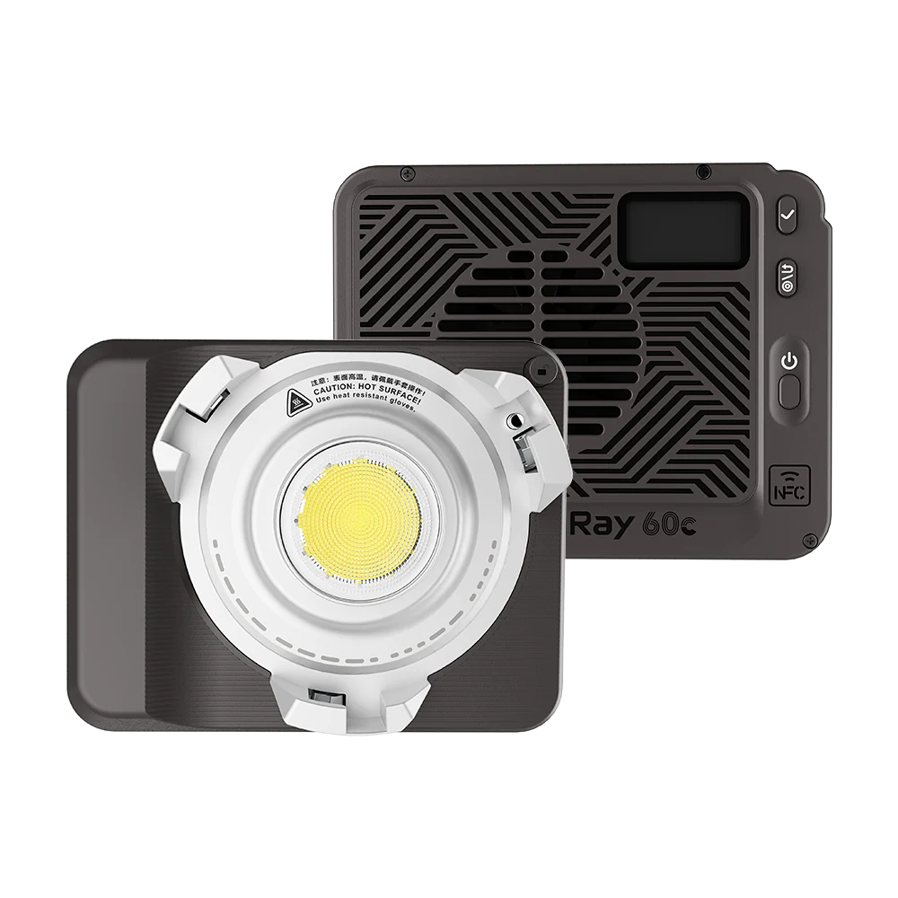 LED light panel with 'amaran Ray 60c' branding on a white background