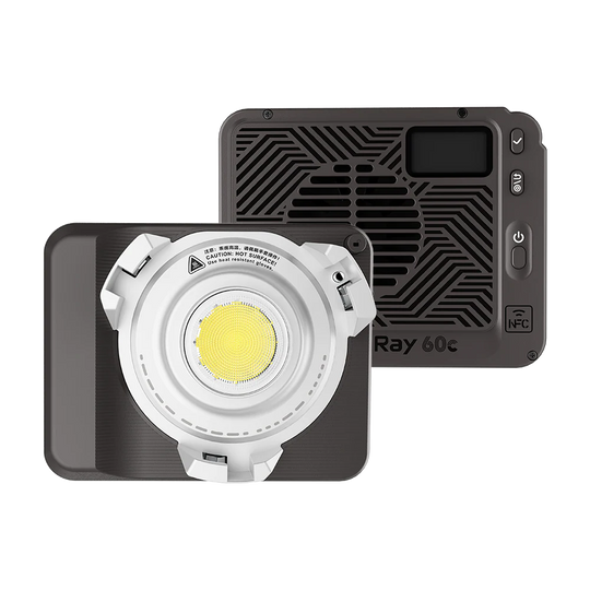 LED light panel with 'amaran Ray 60c' branding on a white background