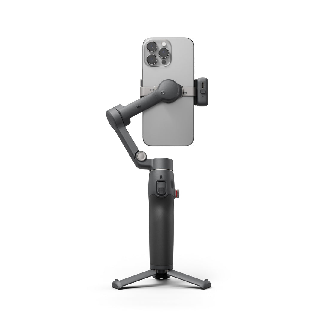 Phone holder with arm and stand on a white background