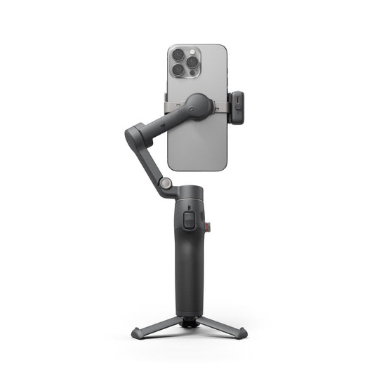 Phone holder with arm and stand on a white background