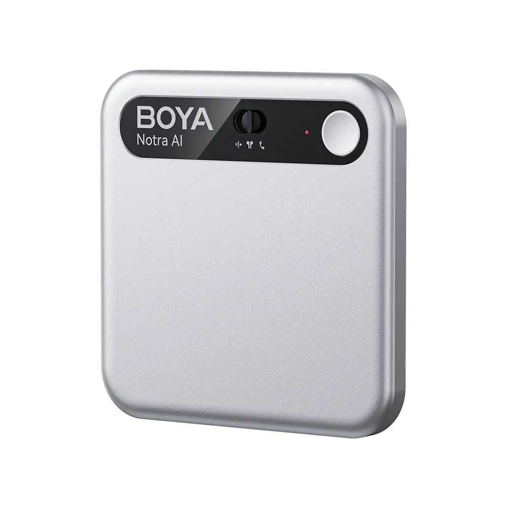 BOYA Notra AI microphone on a white background