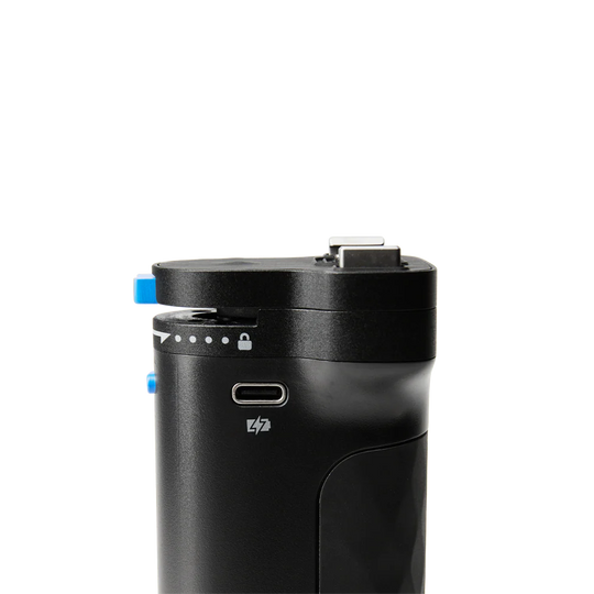 Black amaran peak 75 battery grip with a visible brand logo on a white background