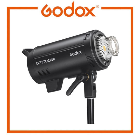 Godox studio light with stand on a white background