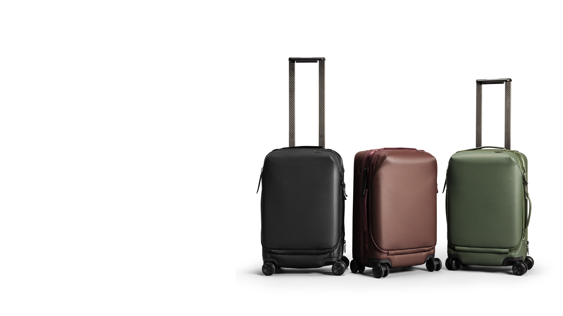 Three Peak design Roller Pro Bags on a white background