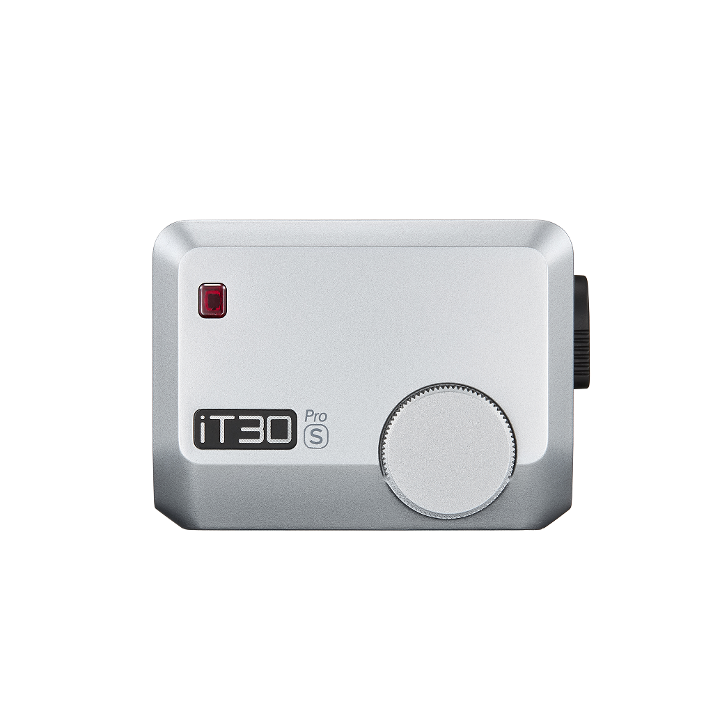 Top view of white Godox iT30Pro TTL Mini Flash on a white background.